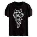 Men'S Monochrome Raccoon Graphic T-Shirt - Short Sleeve, Crew Neck, Featuring Stylish Raccoon with Sunglasses and Bandana