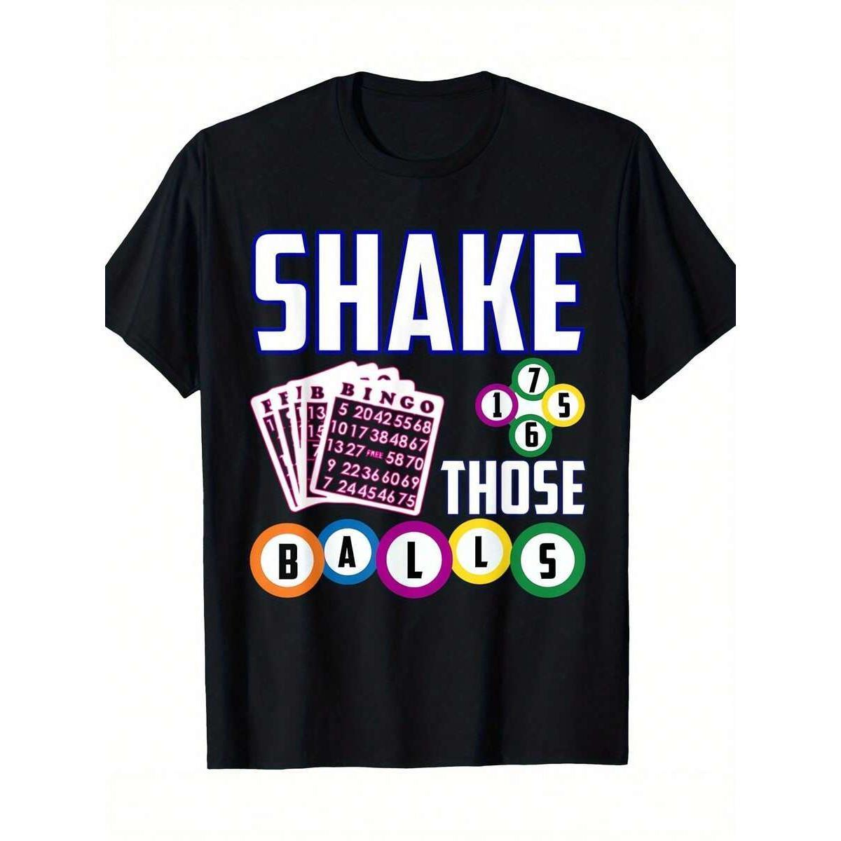 Women's Casual Loose Retro Stretch Pullover - 220g 100% Cotton Printed Funny Bingo T-Shirt