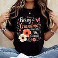 Floral Grandma Quote Design T Shirt Crew Neck Casual Tee For Women Mother Day Gift Grandmother Outfit