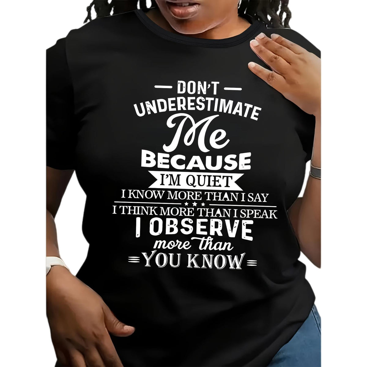 Plus Size Polyester Blend Alphabet Print T-Shirt for Women - Short Sleeve Crew Neck Tee with Elastane, Slight Stretch, Oversized Knit Top for All Seasons