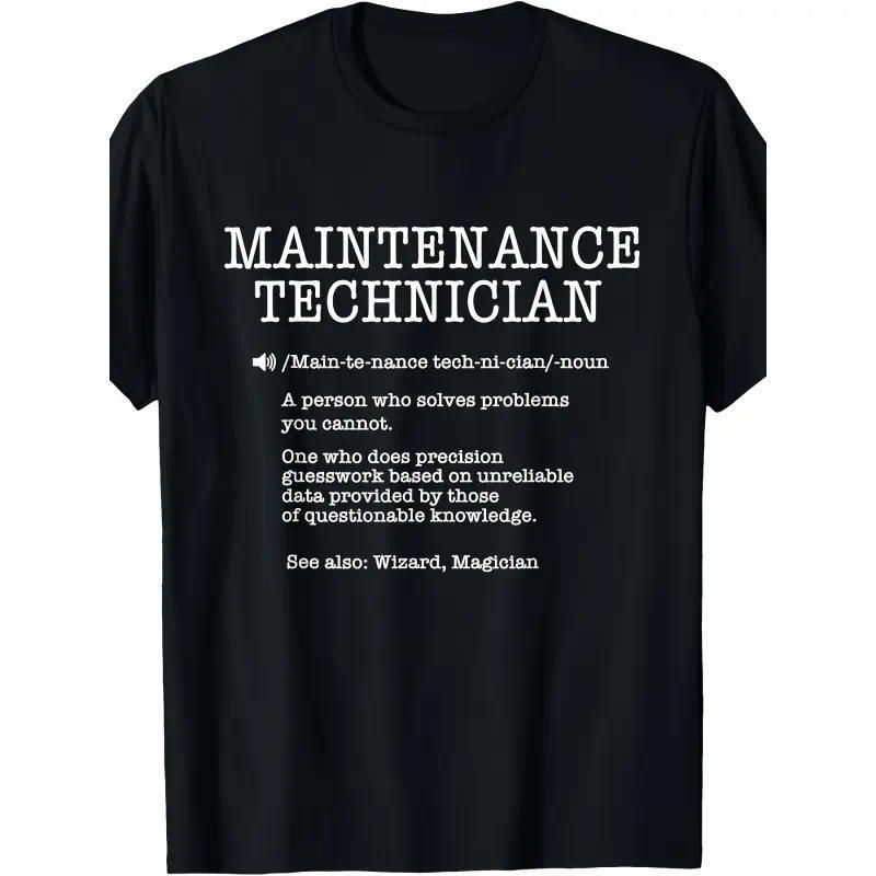 100% Cotton Maintenance Technician Repair Worker Handyman T-Shirt - Soft Breathable Casual Round Neck Tee with Handyman & Tools Graphic Print, Unisex for Men & Women, Machine Washable Workwear Gift Crewneck Menswear