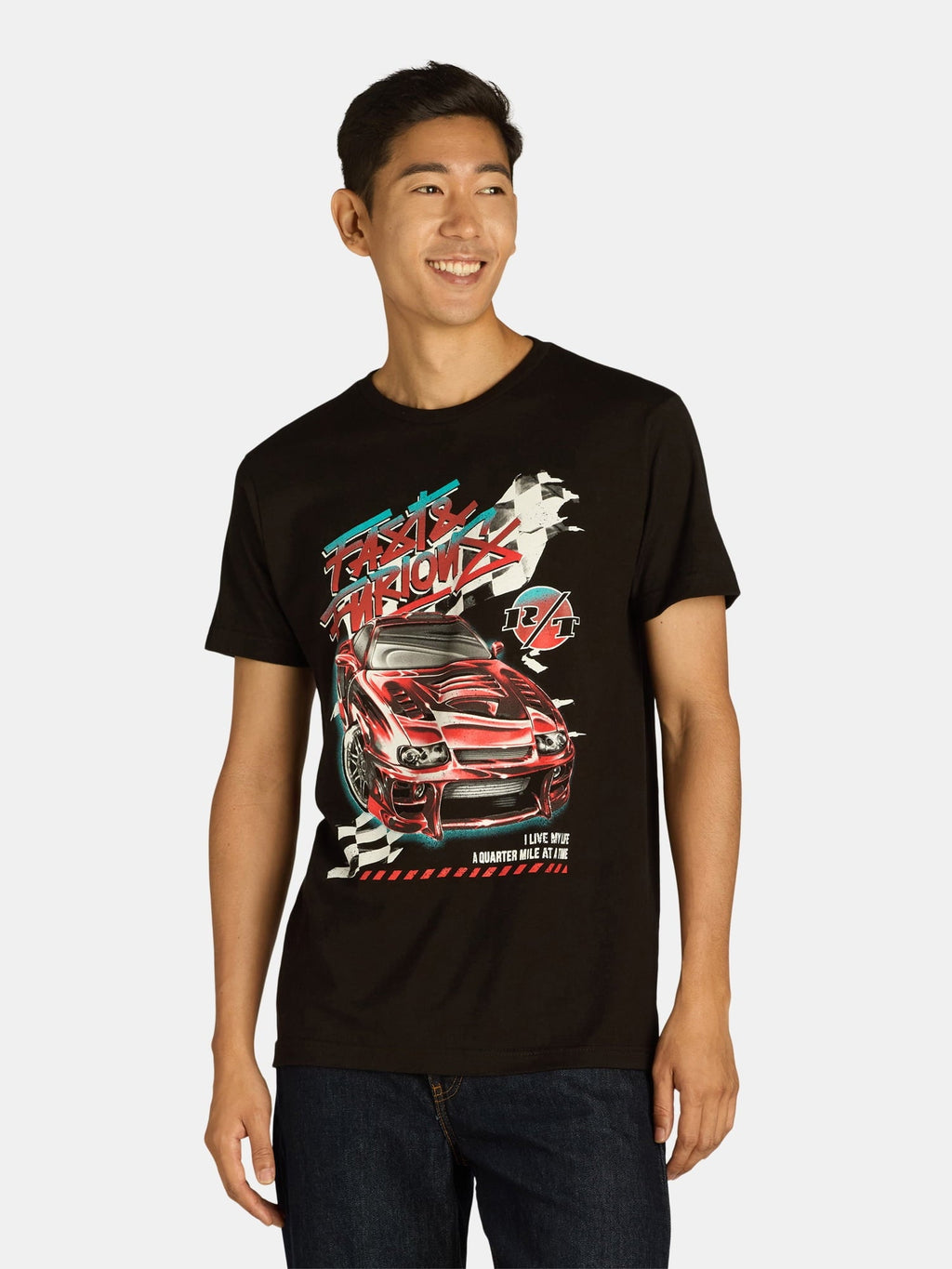 Men's printed T-shirt featuring a racing graphic,a casual, short-sleeved, crew-neck style,Sizes S-3XL