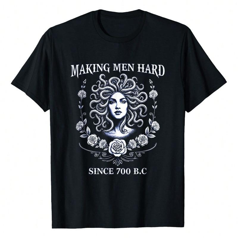 Women's Casual Round Neck Short-Sleeve Greek Mythology T-Shirt, "Making Hard Since 700 B.C." Funny Streetwear Top