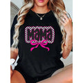 100% Cotton Pink Mama Coquette Bow Mama Leopard Checkered Mother's Day-Shirt