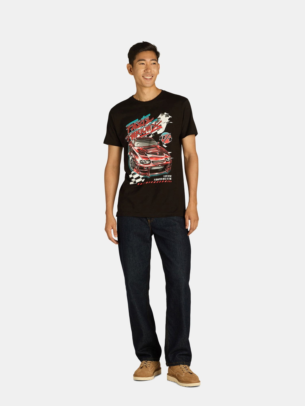 Men's printed T-shirt featuring a racing graphic,a casual, short-sleeved, crew-neck style,Sizes S-3XL