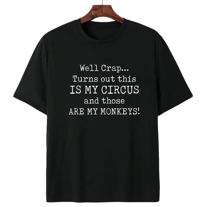 Men’s Comfortable Cotton T-Shirt Featuring Circus Monkeys Saying
