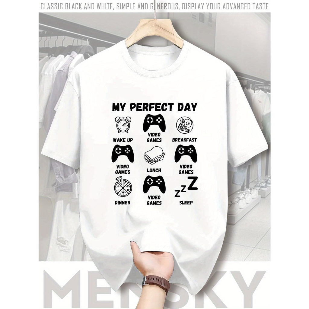 Casual Graphic T-Shirt, Stylish Short Sleeves, Gamer's Ideal Day